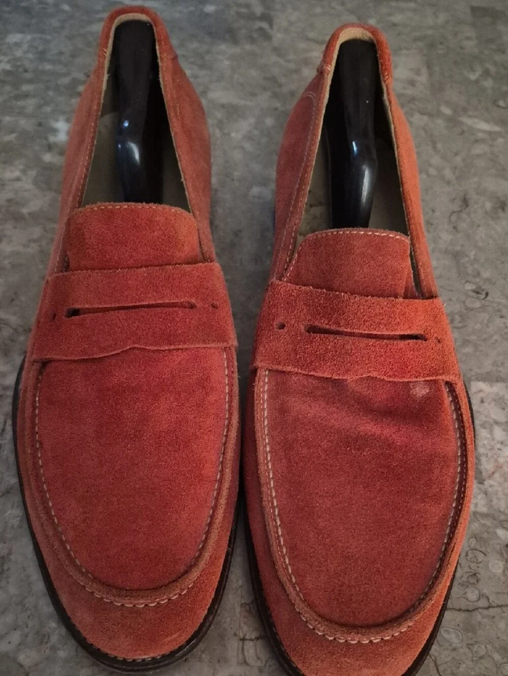 Vero Cuoio Orange Suede Penny Loafers